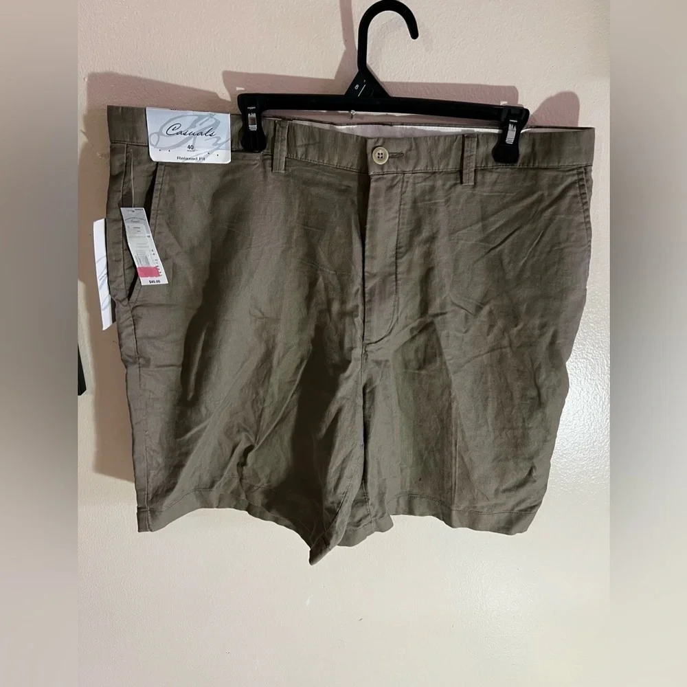 Casuals Roundtree & Yorke Size 40 Waist RELAXED FIT Brown Cotton New Mens Shorts